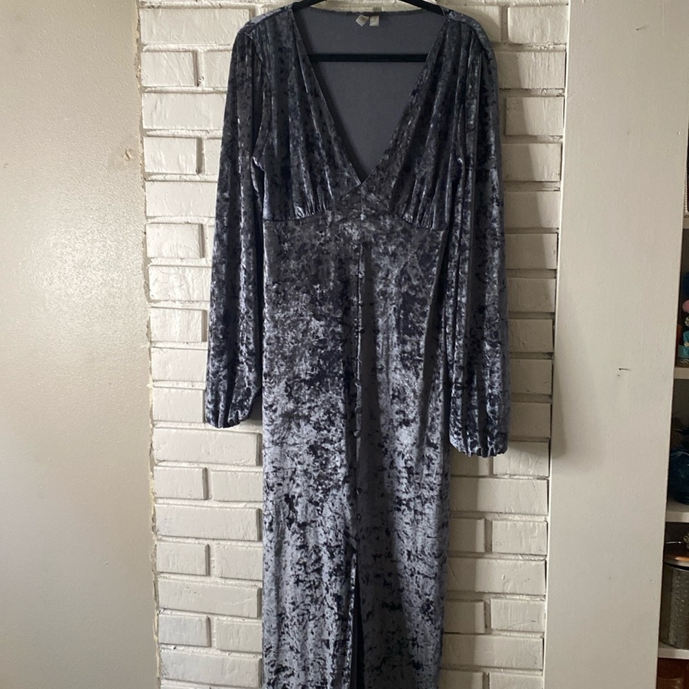 ASOS velvet button front dress long sleeve